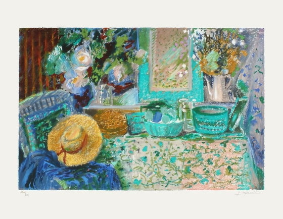 Image 1 of Yvonne CHEFFER-DELOUIS Il cappello di paglia Litografia firmata