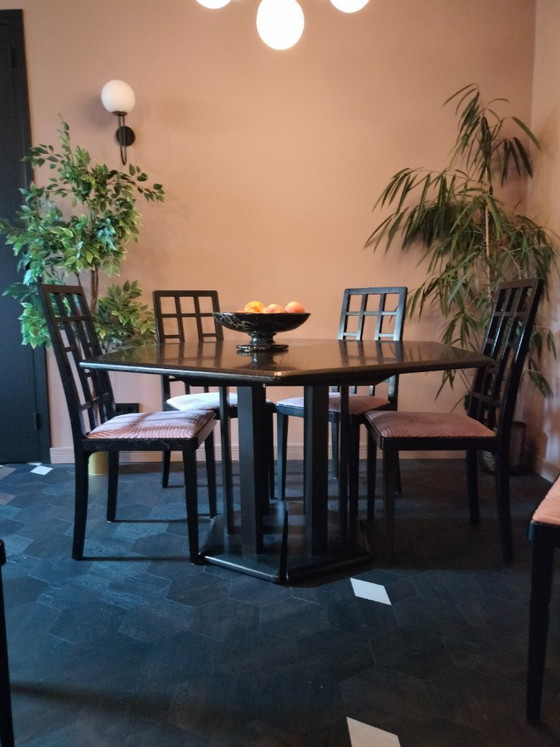 Image 1 of Thonet postmodern dining set 1980s – hexagon table + 6 Model 87 chairs