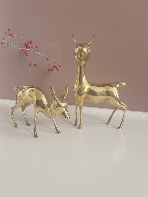 Hollywood Regency brass XL deer/bambis