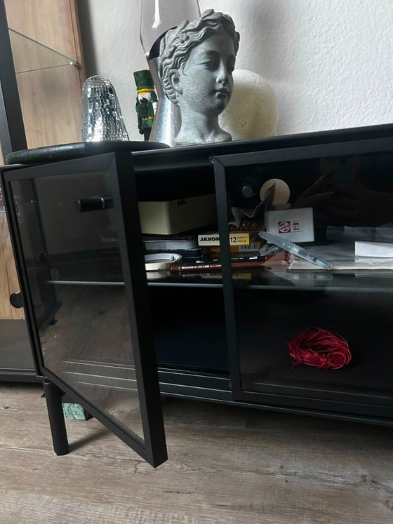 Image 1 of TV sideboard bench IKEA BOASTAD black/oak veneer