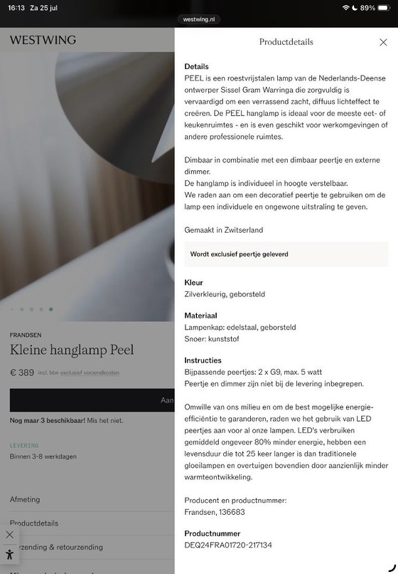 Image 1 of Lampe à suspension design Frandsen Peel