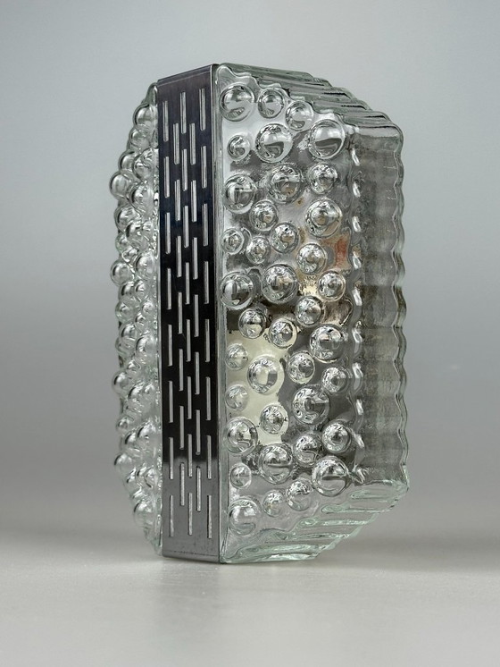 Image 1 of 60s 70s Bubble Wall Lamp Chrome & Glass Space Age by Hustadt Leuchten