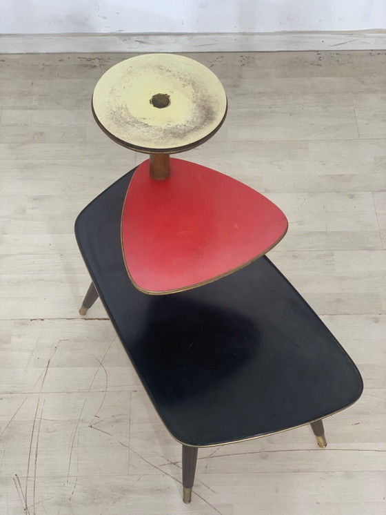 Image 1 of Midcentury flower stand Flower table Shelf Side table Kidney-shaped table Vintage