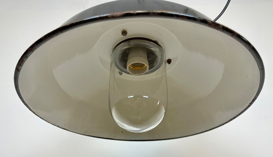 Image 1 of Industrial Black Enamel Factory Pendant Lamp, 1950s