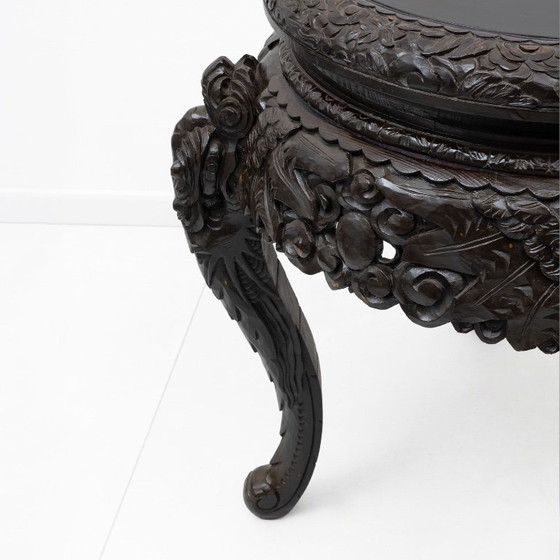 Tavolo cinese intagliato drago dinastia Qing, legno duro ebanizzato – Console (photo 5 of 7)