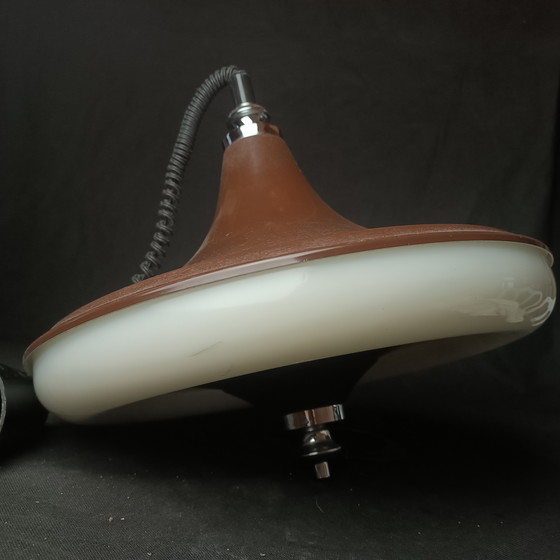 Image 1 of Space Age Style Chocolate Colour Ceiling Light by Massive, Belgium, 1970s