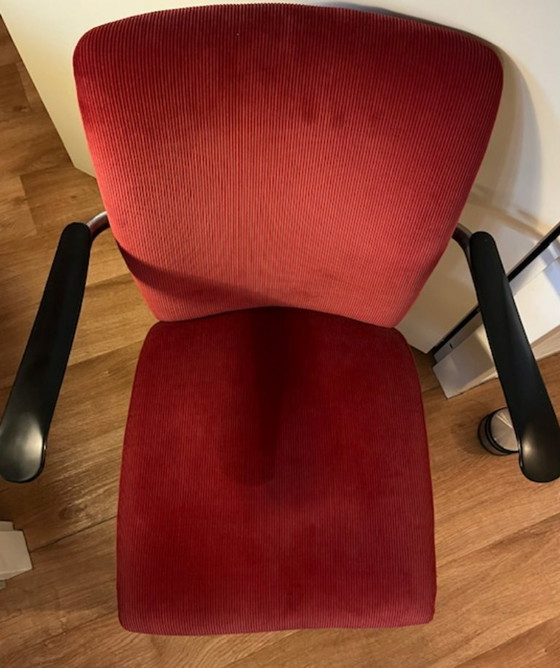 Image 1 of Chaise Gispen 413 R Vintage années 1930 avec tissu côtelé rouge