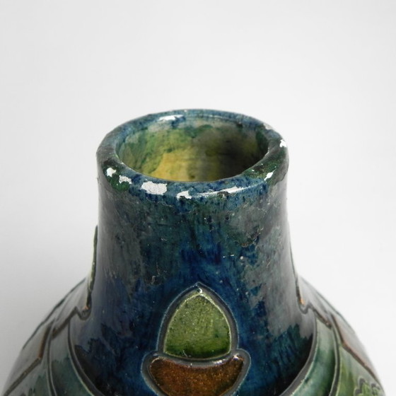 Image 1 of Flemish Art Deco vase with acorn and oak leaf motifs, 1920s