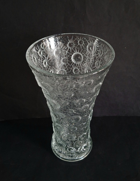 Image 1 of Jiŕi Ŕepásek Slo Union hoge kristallen Space Age design vaas. Type Atomic Starburst 1970.