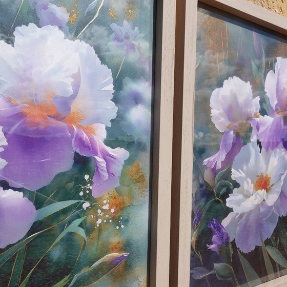 Image 1 of  Irises B103 - diptych in frame