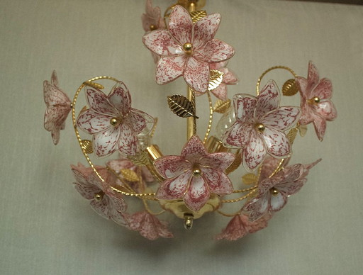 Italiaanse Murano bloemenkroonluchter – Metal, Murano Glass (photo 2 of 12)