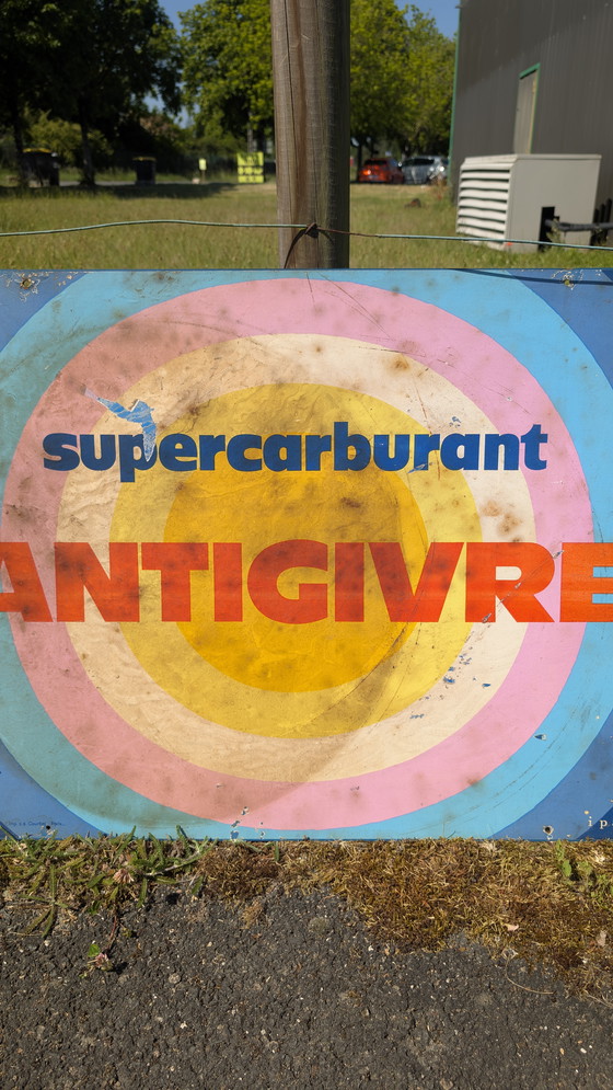 Image 1 of Ipac Vernier enamelled plate with "Supercarburant Antigivre" paper visual