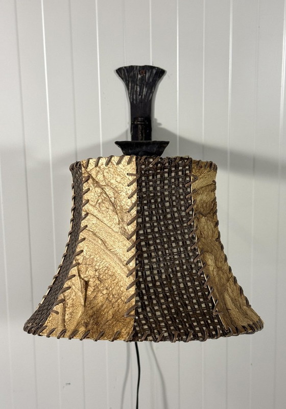 Image 1 of Brutalistische smeedijzeren wandlamp 1960-70's