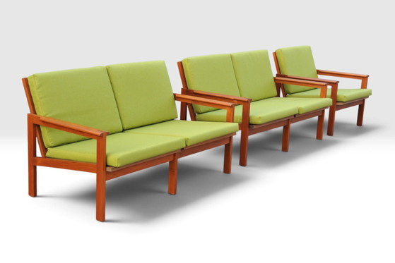 Illum Wikkelsø „Capella“ Set di 1 Poltrona e 2 Divani – Niels Eilersen – Anni '60 – Sofà, Legno, Tessile (photo 6 of 15)