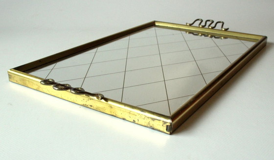 Image 1 of Vassoio a specchio - ottone - vassoio da portata degli anni '50