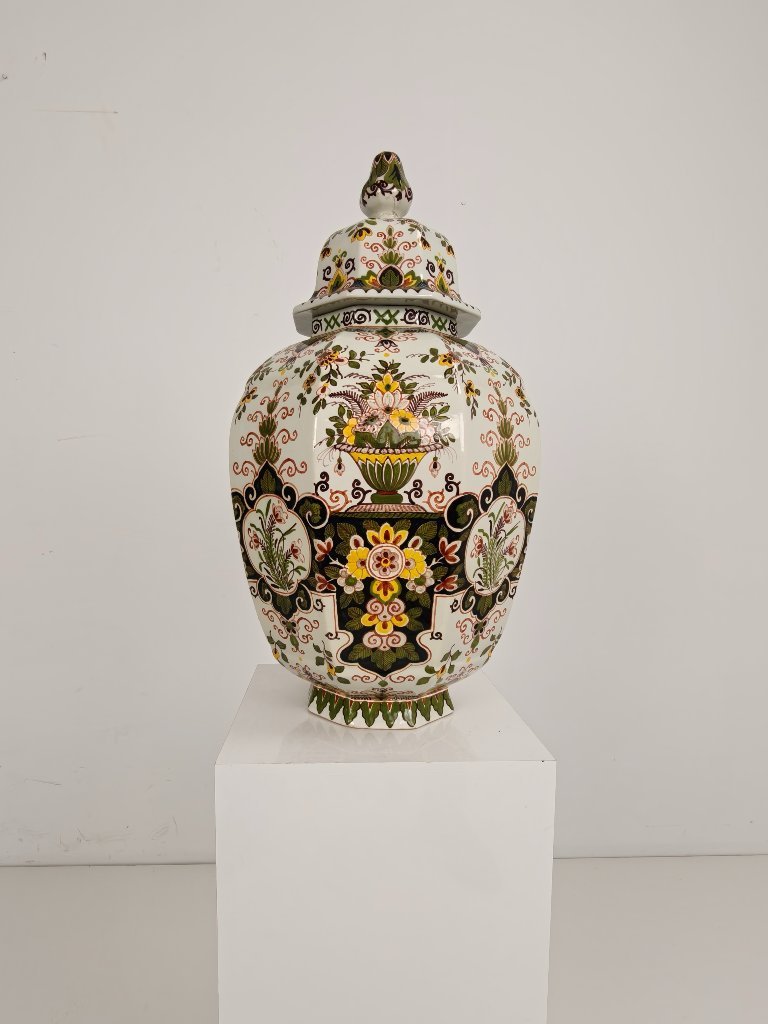  Tichelaar Makkum花器☆SALE Makkum Tichelaar lidded jar, hand-painted porcelain – NL | €400