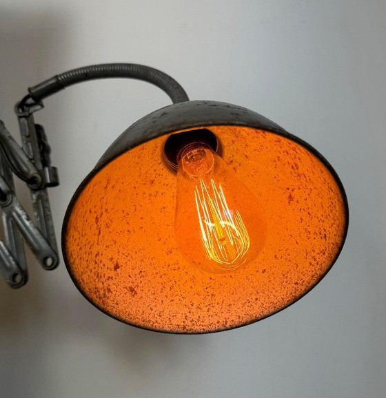 Image 1 of Graue industrielle Scherenwandleuchte von Elektroinstala, 1960er Jahre