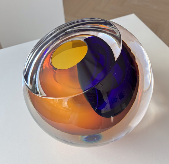 Image 1 of Objet en verre unique « AMBRE » de George Broft, 3,4 kilos