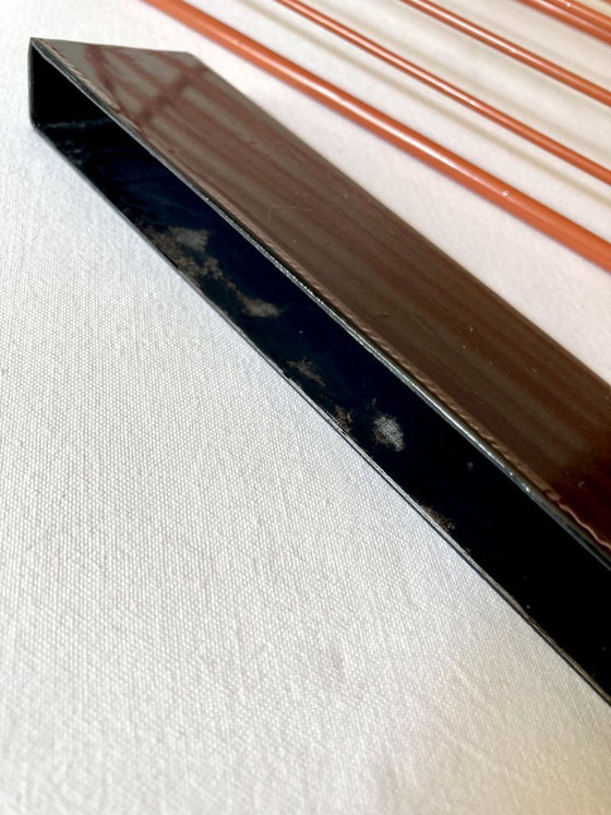 Image 1 of Wire metal magazine rack with triangular compartment, 1950s