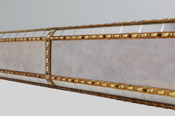 Image 1 of Large 20th Century Venetian Trapezium Mosaic Mirror with Brass Garlands