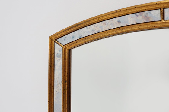 Image 1 of Mirror by Deknudt with marbled fume glass side panels in gilded wooden frame