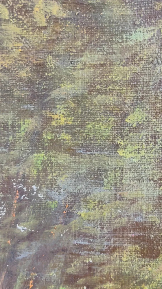 Image 1 of Vintage original oil painting forest landscape