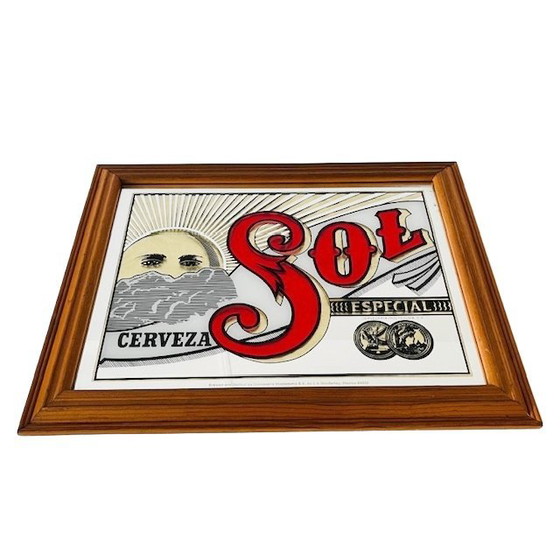 Image 1 of Vintage Mexicaanse Cerveza Sol bierspiegel 1960's