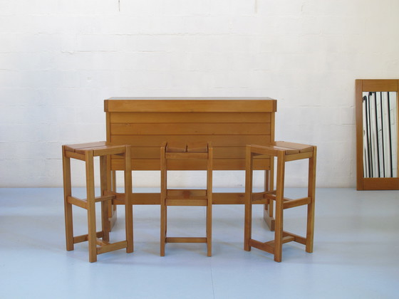 Image 1 of 1 Bar en 3 Hoge Solid Elm Krukken Gepubliceerd door Groupe Regain Jaar 80