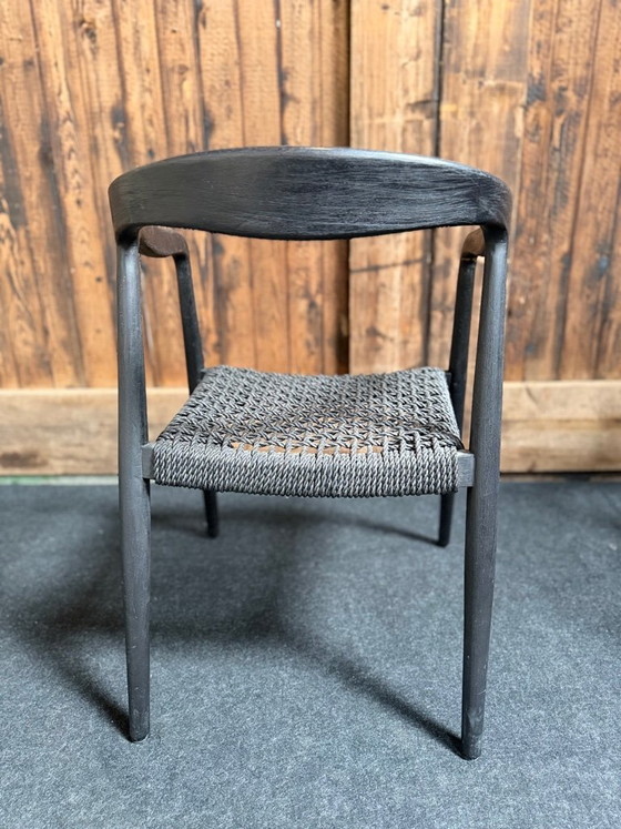 Image 1 of 4 X Castle Line ANAIS armstoel teak ebony, zwarte weving