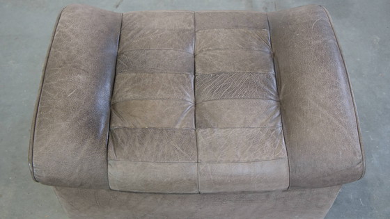 Image 1 of Graues Vintage Leder Elemente Design Sofa 2 Elemente + Hocker