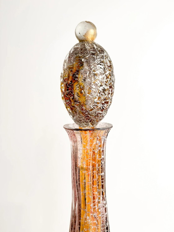 Bottiglia in vetro di Murano multicolore anni '80 con foglia d'argento – Oggetti decorativi (photo 3 of 12)
