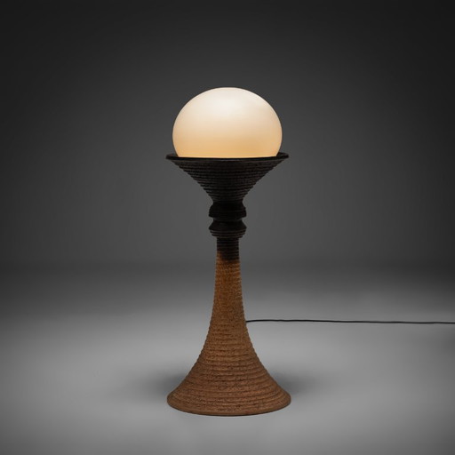 Large Earthy Ceramic Floor Lamp by Doria Leuchten, Germany, 1970s – vloerlampen, Glass (photo 2 of 10)