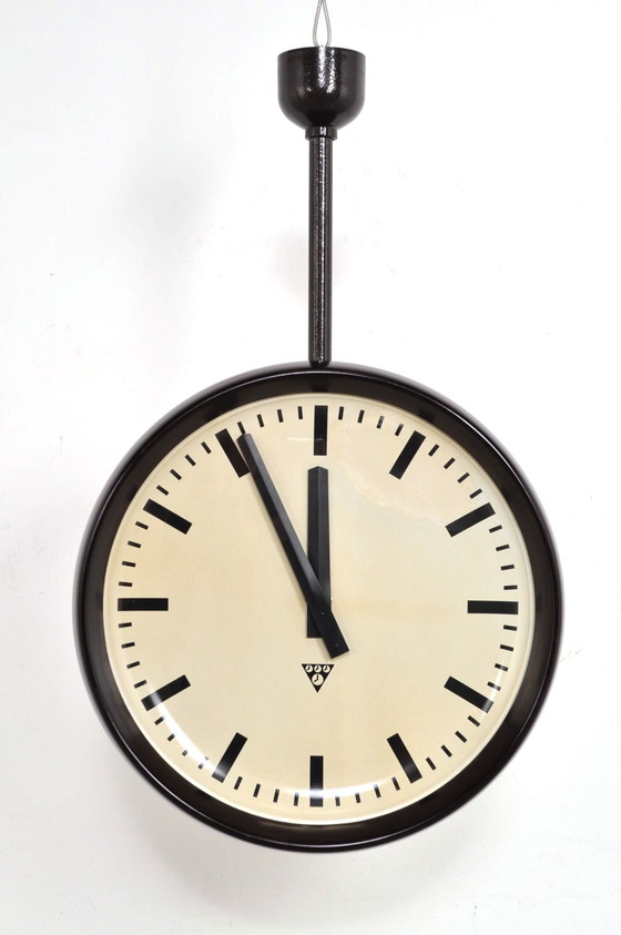 Image 1 of Vintage Double-Sided Clock Pragotron