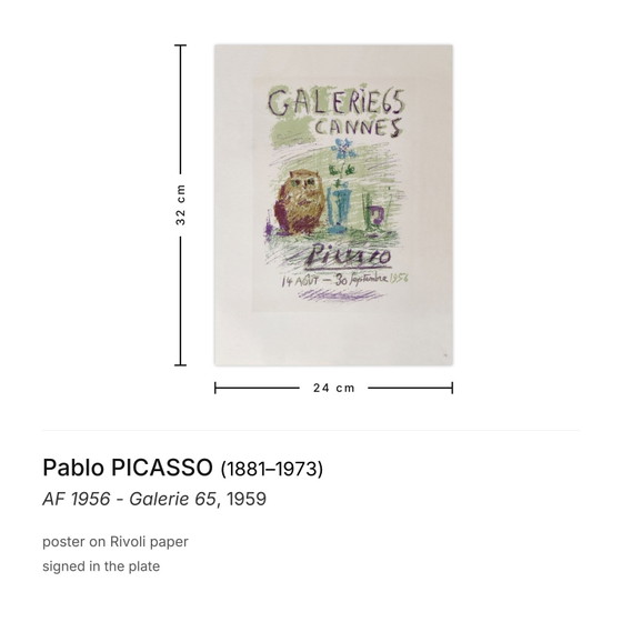 Image 1 of Pablo PICASSO AF 1956 - Galerie 65-poster 1959
