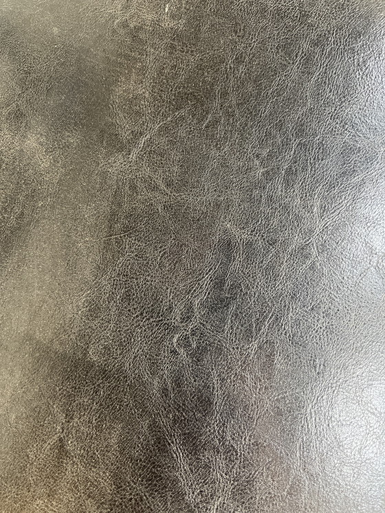 Image 1 of Set van 3 leren en metalen stoelen