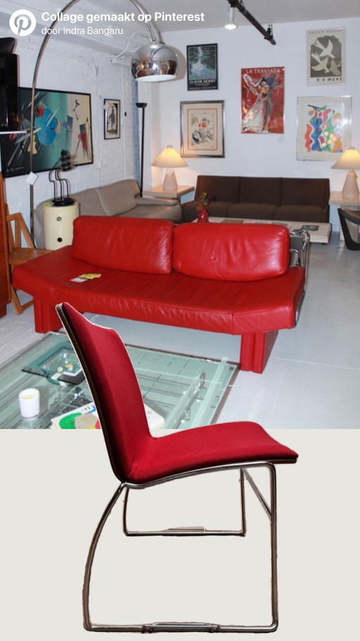 Vintage Red Designer Dining Chairs - 6 Pieces