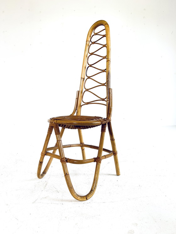 Image 1 of Vintage roten stool with high back '60s