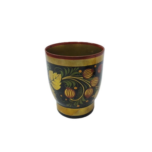 Tazza di legno Khokhloma russa – Arte popolare dipinta a mano