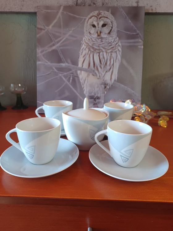 Image 1 of Servizio da caffè vintage in porcellana ceca Thun - 4 tazze, 4 piattini, zuccheriera e lattiera.