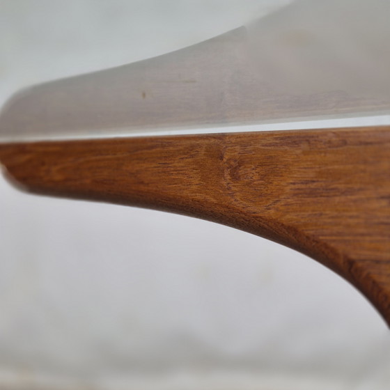 Image 1 of Vintage 1960s round coffee table teak with glass, Danish