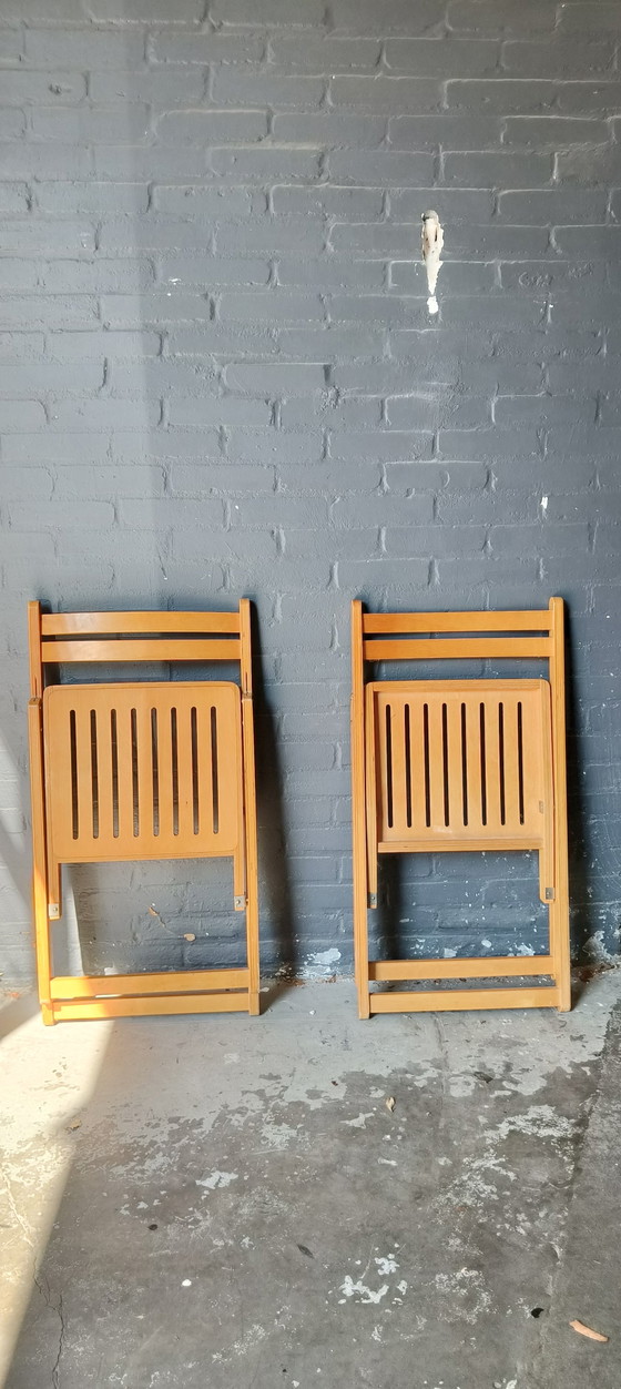 Image 1 of Chaises pliantes rétro vintage années 80, style Alvar Aalto, scandinaves, IKEA, en bois de hêtre