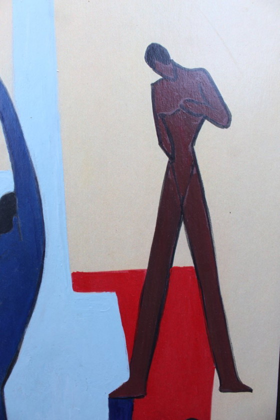 Image 1 of Vintage Figurative Abstract Nudes Painting