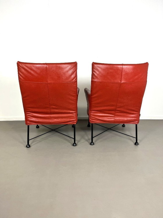Image 1 of 2 Postmodern leather Charly armchairs by Gerard van den Berg for Montis, 1980s.