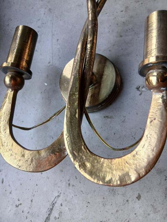Toegeschreven aan Florence Ciani - Brutalistische wandlampen - Gehamerd brons – Ciani Florence, Bronze (photo 6 of 10)