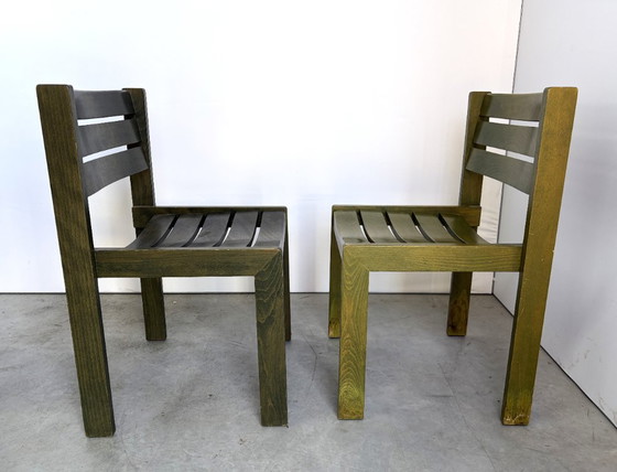 Vintage Wilkhahn stackable dining chair, green stained wood, Germany, 1970s (photo 4 of 9)