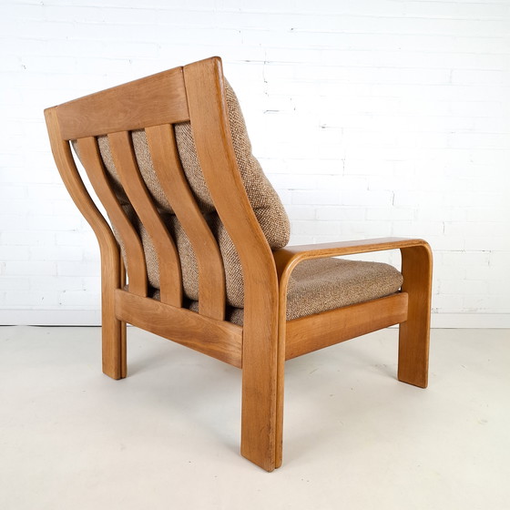 Image 1 of 2x vintage fauteuil Deens design hout/stof mid century