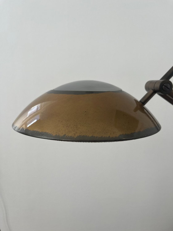 Image 1 of Lampada da terra vintage Relco Milano anni '80 – Legno di radica e bronzo – Design postmoderno italiano