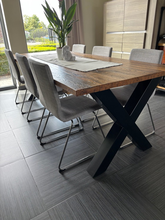 Robust oak tabletop made from old floorboards, Dining tables, Wood, Brown (photo 6 of 6)
