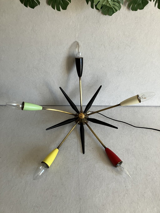 Plafonnier vintage Sputnik Spider avec 5 bras New Wired