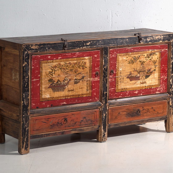Antique painted sideboard in elm wood – China, circa 1950 – Iron (photo 4 of 40)